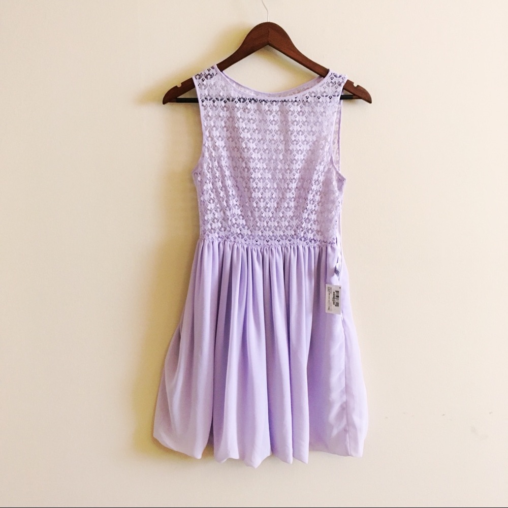 NWT American Apparel Lavender Lace Dress Chiffon S - Picture 1 of 6